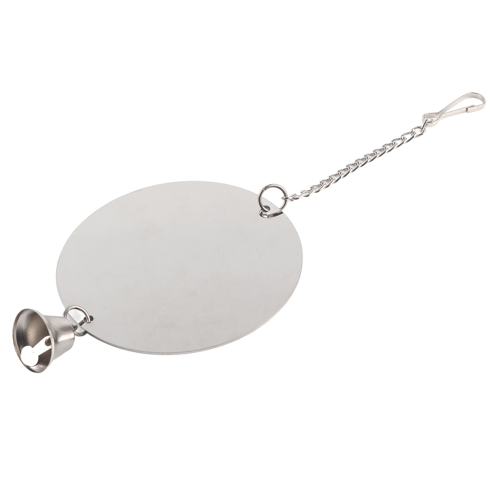 Edelstahl Haustier Vogelkäfig Spiegel mit Glocke Papagei Spielen Hängend Beißspielzeug Kettentyp