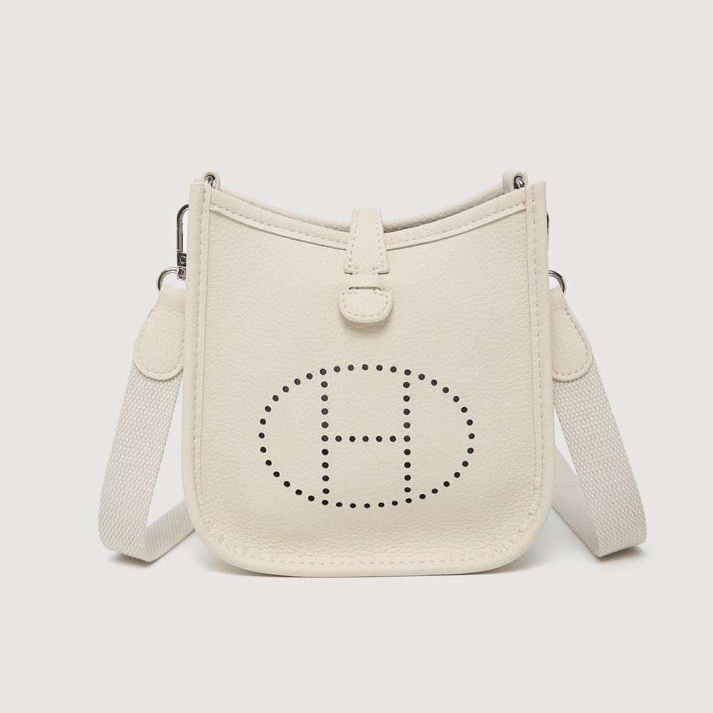 Evelyn Damen H-Buchstaben Mini Schultertasche - Modisches Hohldesign für Mobiltelefon weiß