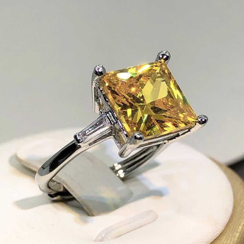 KupferSüß Weiblich Gelber Stein Ring KupferFarbe Hochzeits Schmuck Kristall Versprechen Verlobungsringe Für Frauen 10 brown