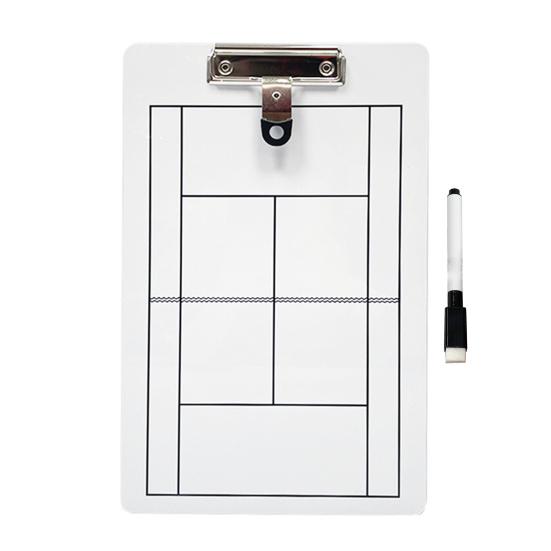 Trocken abwischbare Tennis-Coaching-Zwischenablage, doppelseitiges taktisches Tennis-Whiteboard mit Markierungsstift für das Tennistraining weiß
