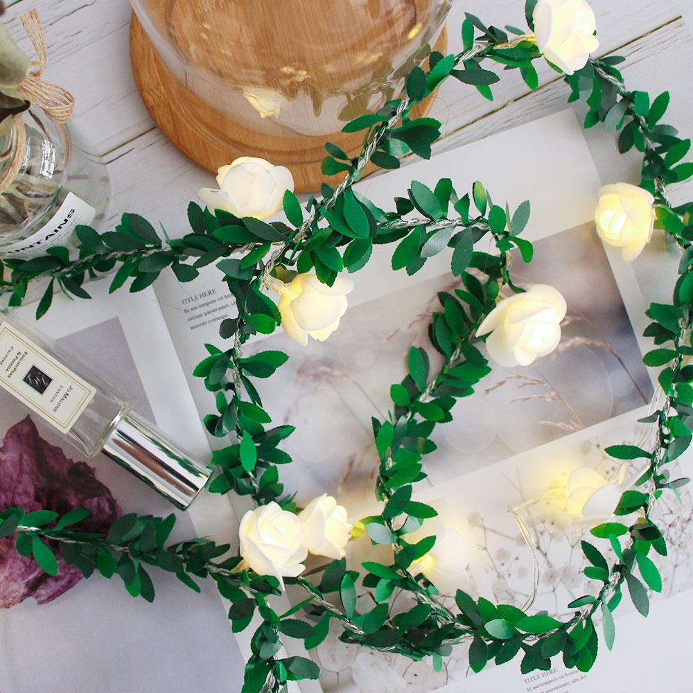 40 LED-Lichterketten, Blumen-Lichterketten, Blumenlaterne, USB-batteriebetrieben, Girlande, Hochzeitsdekoration, Rankenlichter für Valentinstagsparty Box 3M 20LED weiß