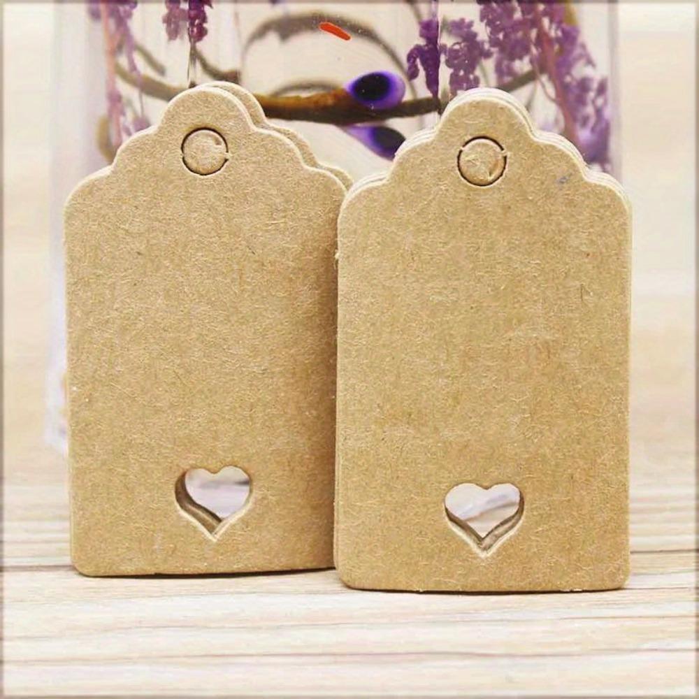 100 Stück Kraftpapieranhänger Handmade with Love Hängeetiketten Bekleidungsetiketten für Süßigkeiten/Geschenke/Kekse Auslage Verpackungsetikett Karte kaffeebraun