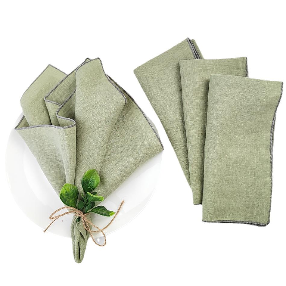 Servietten aus 100 % reinem Leinen, 40 x 40 cm, weiche Tücher, wiederverwendbar, bequemer Stoff, Küchenzubehör für Hochzeiten, Abendessen, Geburtstagsfeiern, Dekorationen, 6 Stück 6-Pack-40x40cm hellgrüne