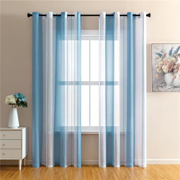 Streifen-Vorhänge für Wohnzimmer, Schlafzimmer, Tüll-Vorhänge, Fenster, Tüll, gestreift, Voile-Vorhang, Vorhänge, Halbfenster-Jalousien, Zuhause, 1 Stück W140xL145cm 1 pieces
