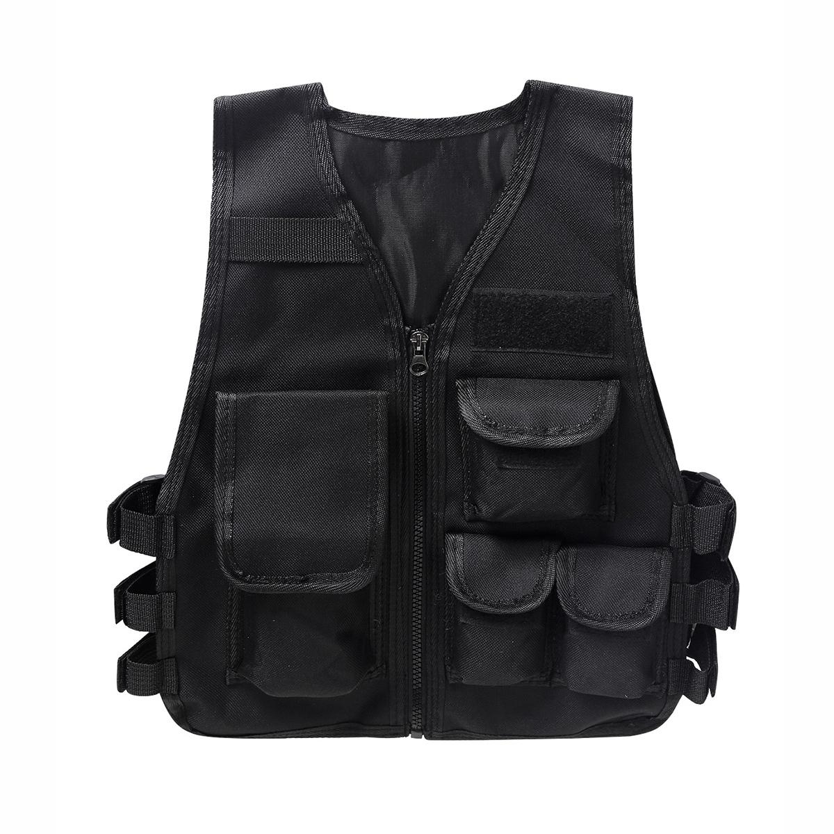 Verstellbare Kinderweste Trainingsjacke mit mehreren Taschen für CS-Spiel Outdoor Airsoft Spiel L schwarz
