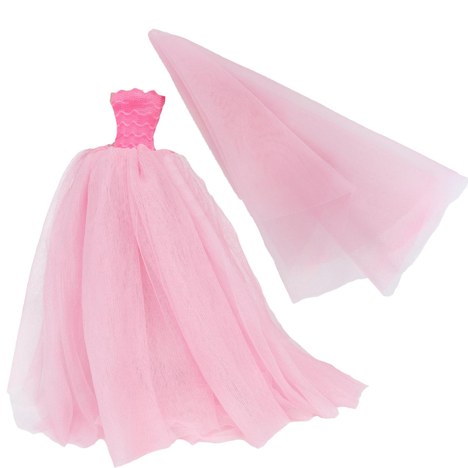 Bunte Ballkleider, Partykleider für Barbie-Puppen-Kleidung, Hochzeits-Braut-Outfits(KEINE PUPPEN) rosa