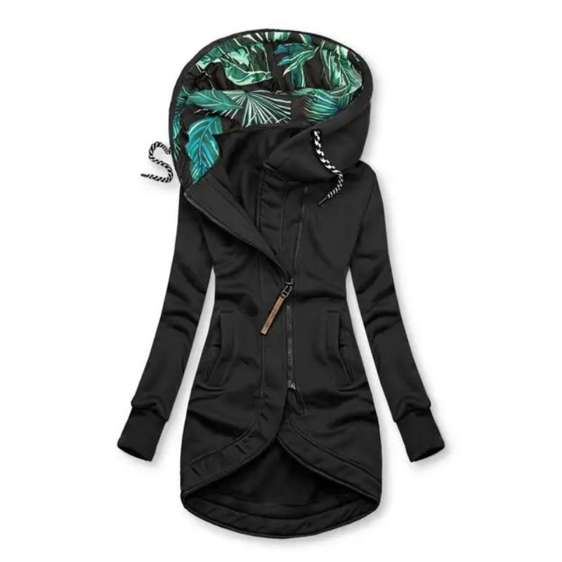 HNXC Damen Vintage Lässig Einfarbig Print Herbst Winter Langarm Jacken & Mäntel XXXL schwarz