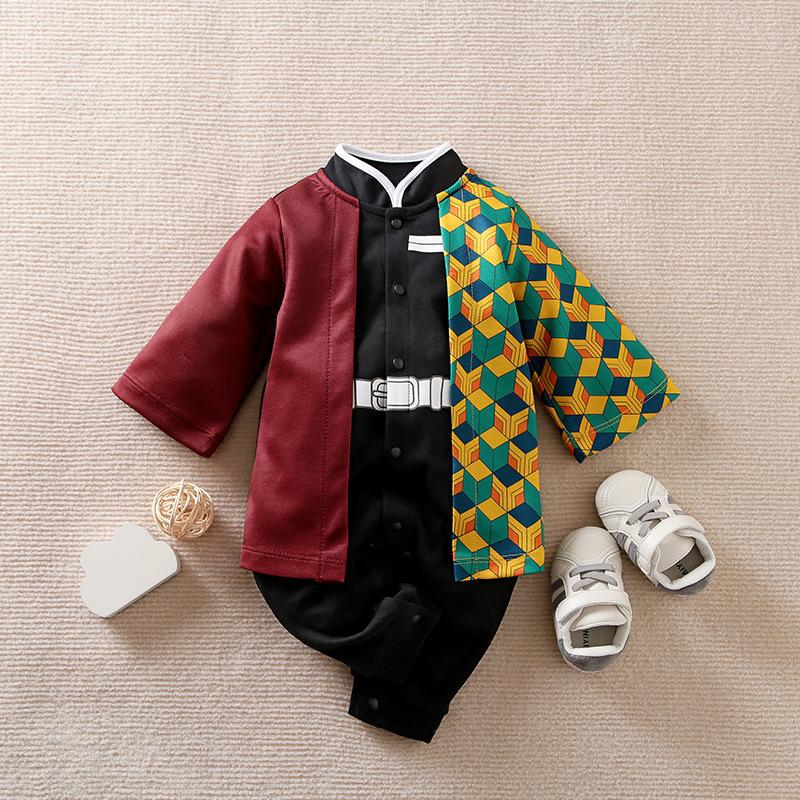 Dämon Slayer Kostüm Cosplay Anime Baby Jungen Kleidung Baumwolle Halloween Baby Mädchen Kleidung Outfit Overalls Overall Säuglingsspielanzug 66cm black