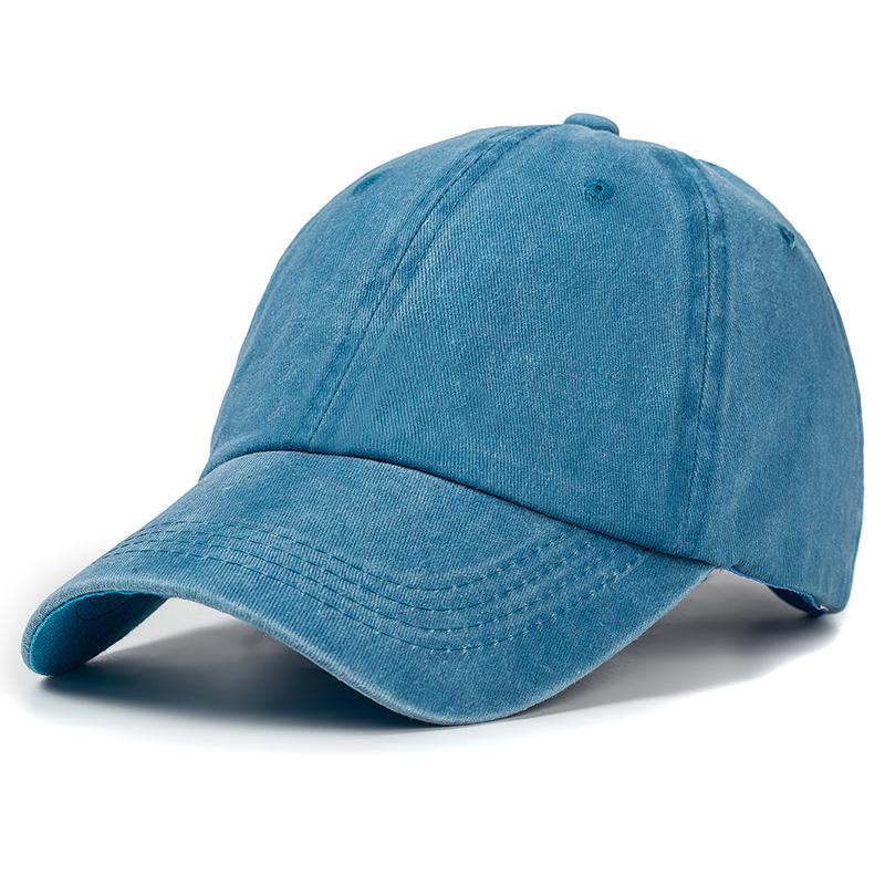 Neue Unisex-Kappe, verstellbar, gewaschene Baumwolle, einfarbig, einfarbig, Baseballkappe, Streetwear, Freizeithut, Kappe 54cm-60cm see-blaue