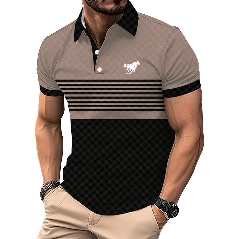 Herren Sommer Sport Casual Poloshirt, Herren Revers Tops Poloshirt. S khaki
