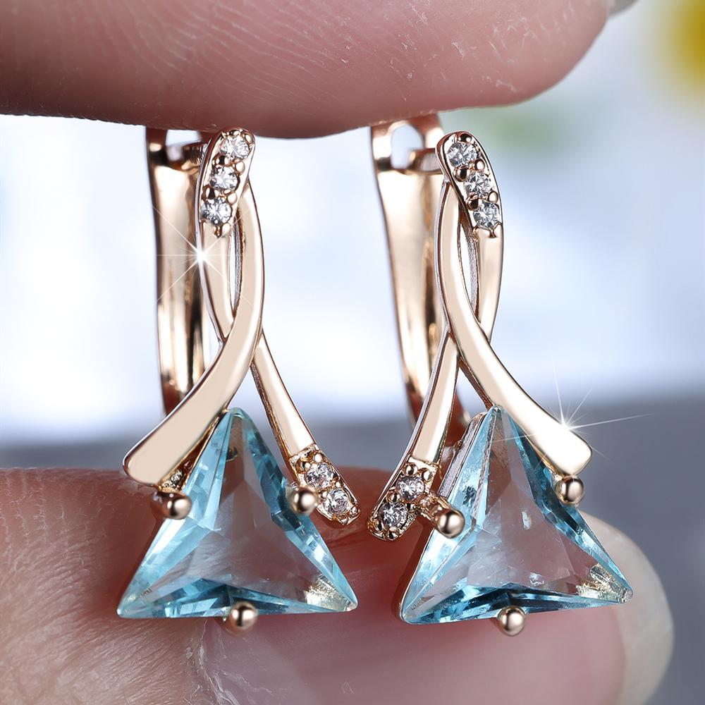Geometrische Dreieck Aqua Blau Zirkon Ohrringe Mode Gold Farbe Hochzeit Party Ohrringe Schmuck Geschenke gold/aqua blau