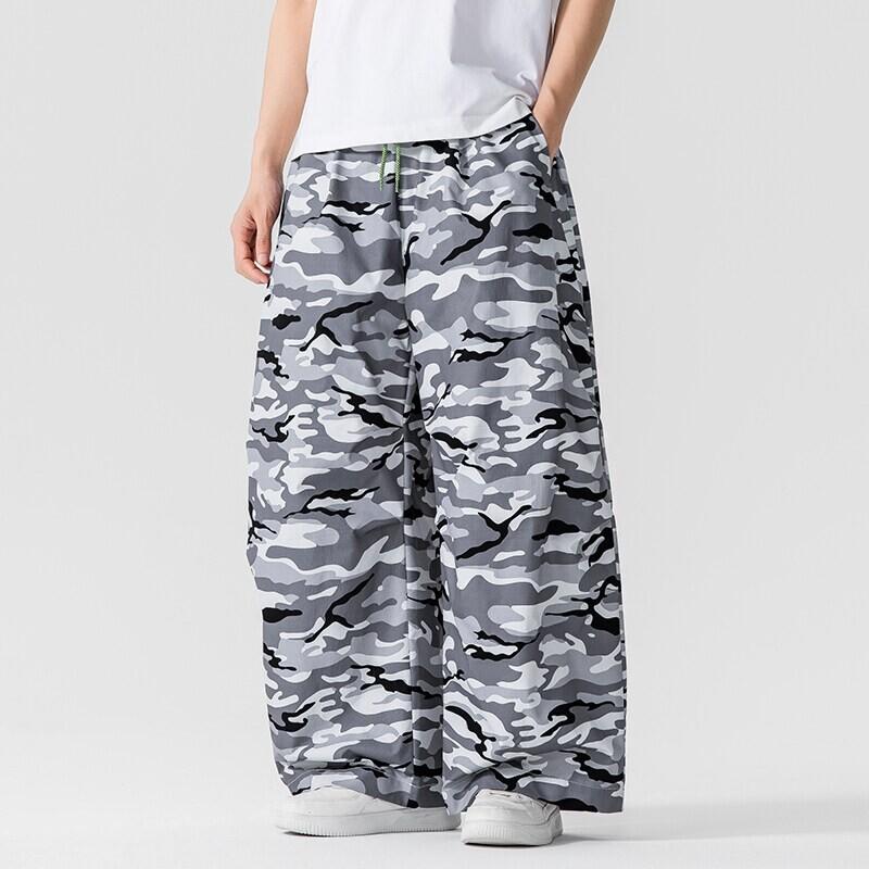 Herren Camouflage Cargohose Herren Streetwear Haremshose Locker Lässige Camo Hose Herren Weitbeinige Hose Männlich Harajuku Übergröße Hose M