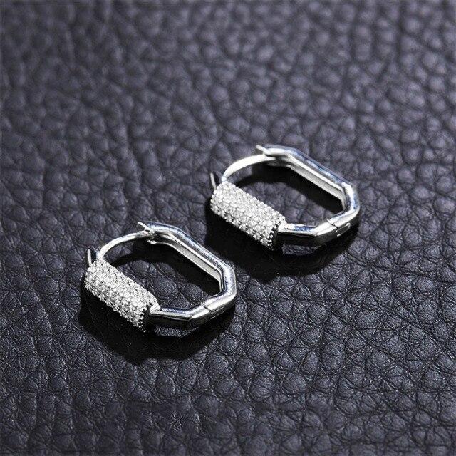 925 Sterling Silber Geometrische Zirkon Hoop Ohrringe Einfache Luxus Handgemachte Ohrringe Dropshipping Großhandel silber