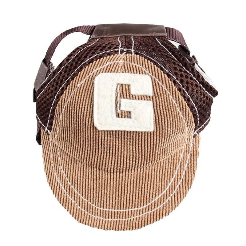 Hundehut, Hunde-Sonnenschutzhut, Baseballkappe, Outdoor-Sportmütze mit Ohrlöchern, verstellbare Haustiermütze für kleine und mittelgroße Hunde, große Hunde L kaffeebraun