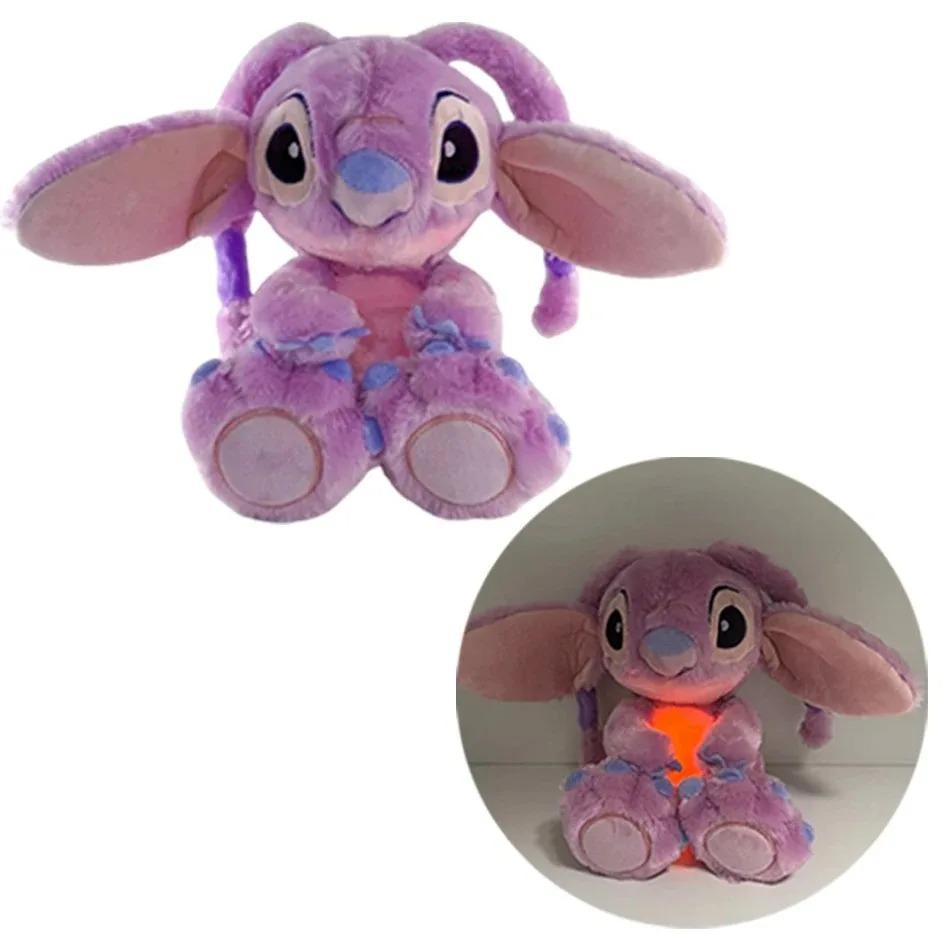 30cm Anime Lilo & Stitch Plüschtier Atem Kind Kawaii Beruhigendes Spielzeugset Baby Musik Licht Schlafspielzeugset Rosa Stitch Für Kinder Geschenke