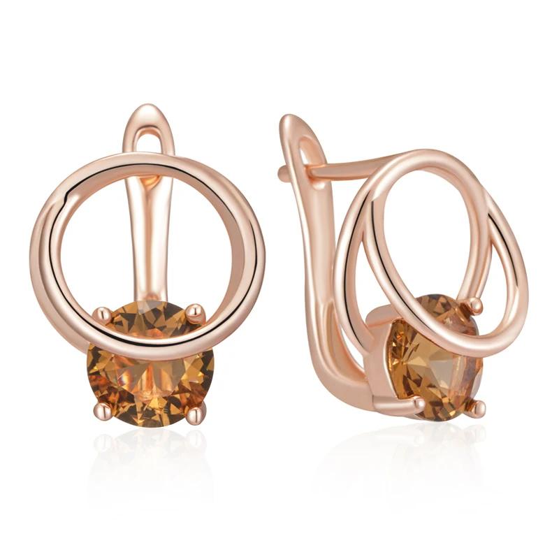 Hohle Kreis-Goldohrringe für Frauen, hellgelbe Zirkon-Ohrringe, Persönlichkeit, Modeschmuck