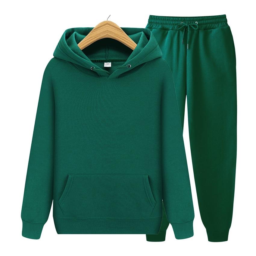 Damen-Damen-Freizeitkleidung, Anzug, Kapuzenpullover, einfarbig, Pullover + Hosenanzug, Herbst- und Wintermode-Anzug 3XL