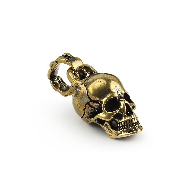 Messing Kupfer Schädel Punk Schlüsselanhänger Anhänger Schlüsselanhänger Charms Schlüsselanhänger Skelett DIY Outdoor-Zubehör gelb