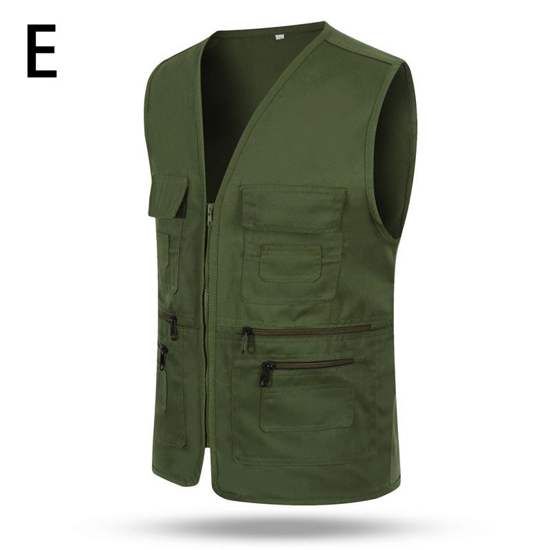 Männer Ärmellose Weste Top Casual Multi-Tasche Lose Jacke Mantel Outdoor Angeln Fotografieren Kameramann Weste XL grün