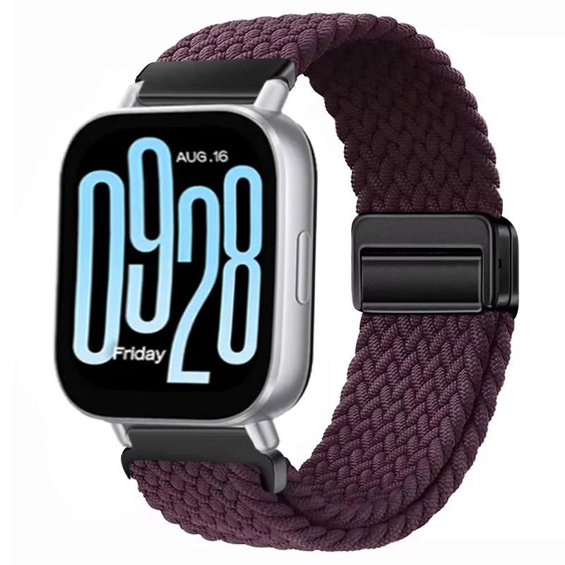 Magnetisches Nylonarmband für Redmi Watch 5 Active Smartwatch-Armband Geflochtenes Armband Armband für Xiaomi Redmi 5 Lite Zubehör for 20mm band wein rot