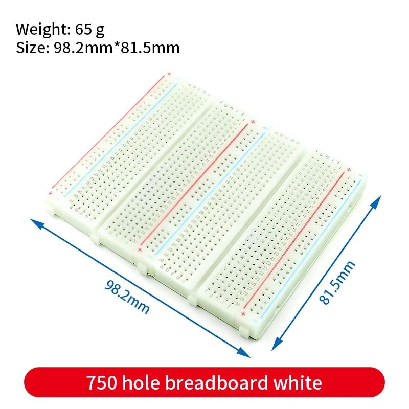 Steckbrett 400 700 750 830 Löcher MB-102 Lötfreie PCB Mini Test Board ZY-204 1600pts Prototyp Board Jumper Draht Kabel DIY Kit 750 holes white