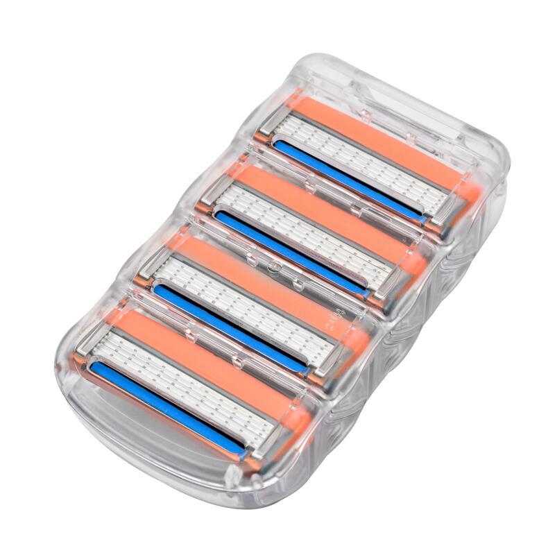 4-teilige Rasierklingen für Gillettee Fusione Men Sharp Trimmer Rasiermesser, manueller Fünf-Schicht-Rasierer orange