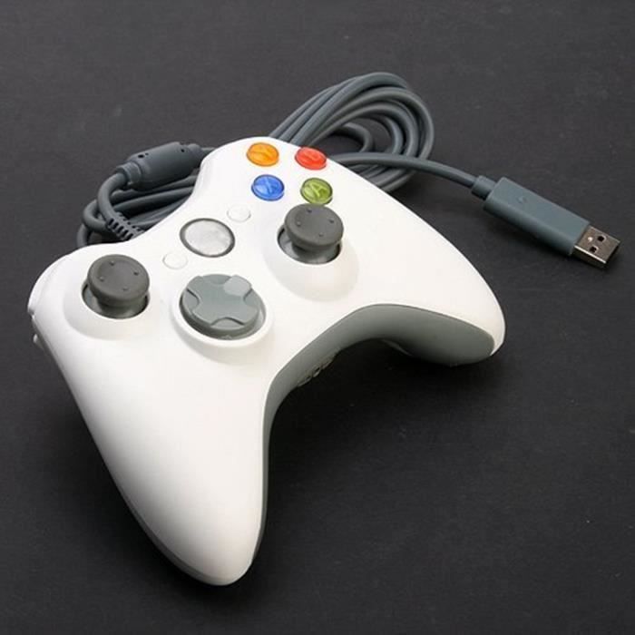 USB-Kabel-Gamepad-Controller Joystick-Spielgriff für Microsoft Xbox 360 – Xbox 360 Slim – PC mit Win7-System (Weiß) weiß