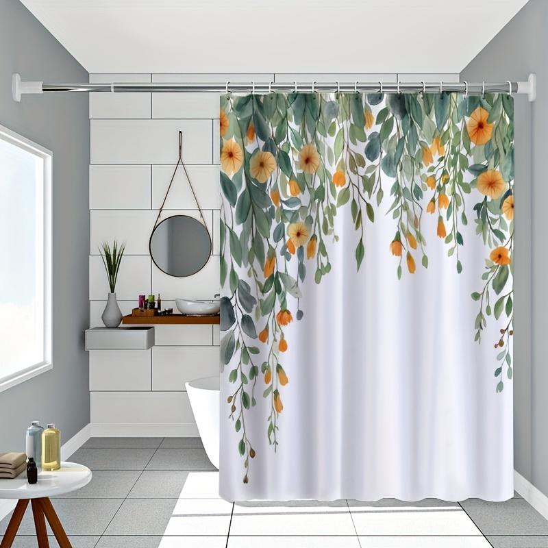 1 Polyester-Blumen-Duschvorhang, maschinenwaschbar, für alle Jahreszeiten geeignet, künstlerisches Design mit Haken, Polyestergewebe 90X180cm