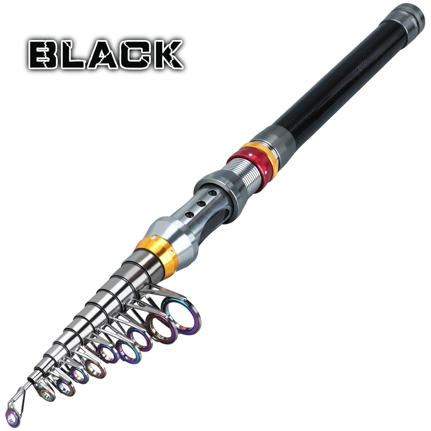 Sougayilang Teleskop Angelruten 1,8 M-3,6 M Carbon Faser Tragbare Spinnrute Reise Angelrute 3.6M schwarz
