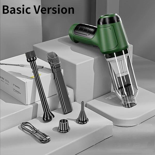 2024 Neuer bürstenloser kabelloser Auto-Staubsauger Deutscher Original-Bürstenloser Motor Leistungsstarker Hand-Haushaltsauto-Mini-Staubsauger mit doppeltem Verwendungszweck basic green