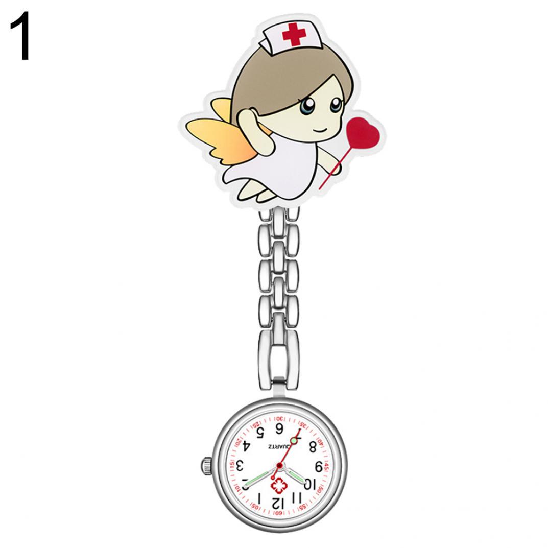 Ziffern-Analog-Quarz-Clip-On-Schlüsselanhänger, Krankenschwester, Arzt, hängende, leuchtende Taschenuhr warm weiße