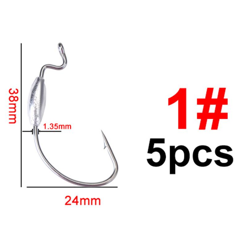 FTK 5 Teile/los Jigkopf Angelhaken Jighaken für weiche Fische Fischköder aus Kohlenstoffstahlhaken mit Rassellöffel 1#-5pcs