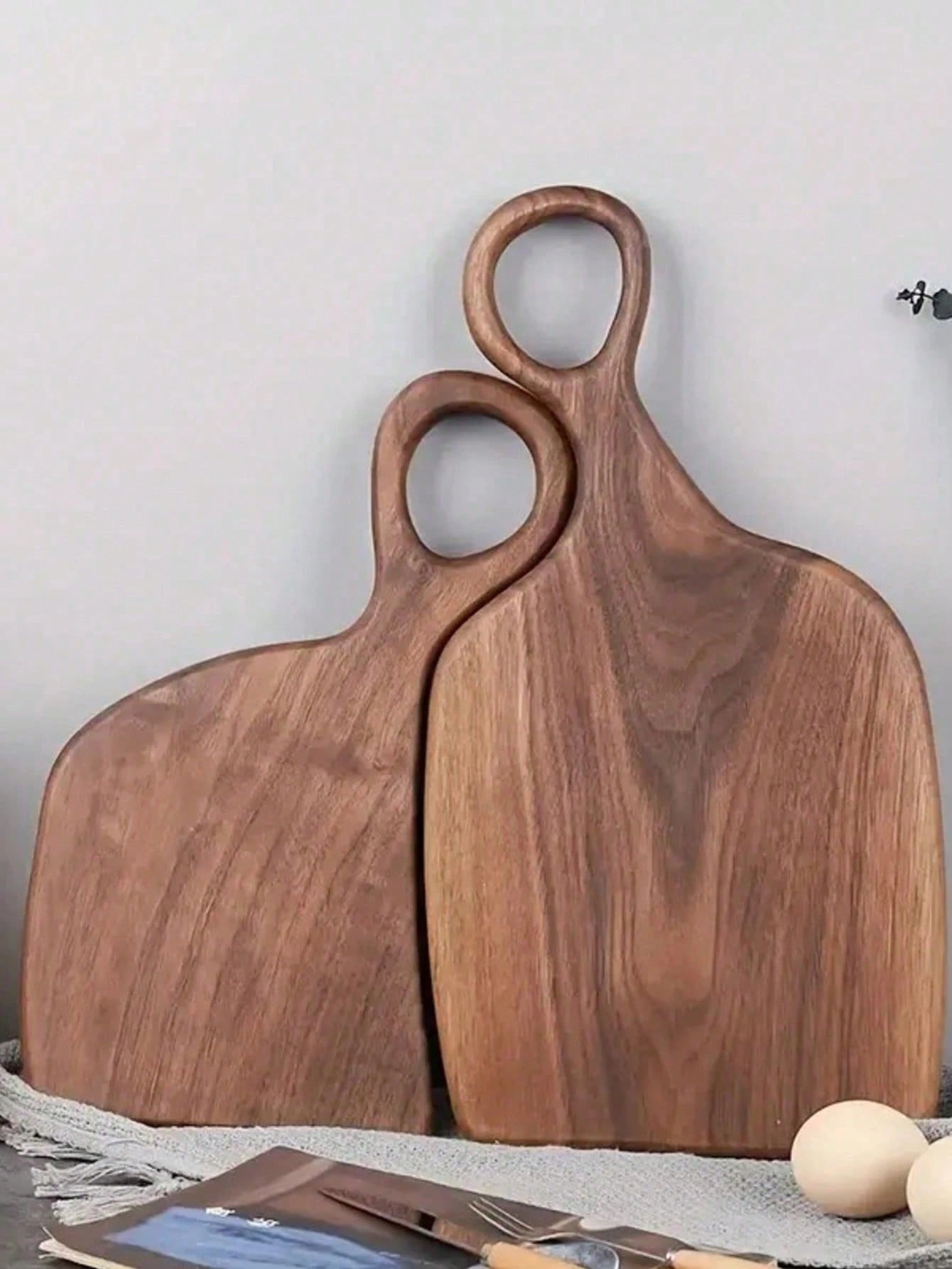 Set aus 2 handgefertigten Walnuss-Schneidebrettern 2 Größen 15×7,1 Zoll & 11,8×5,9 Zoll Premium Massivholz Küchenvorbereitungsbretter Lebensmittel gray