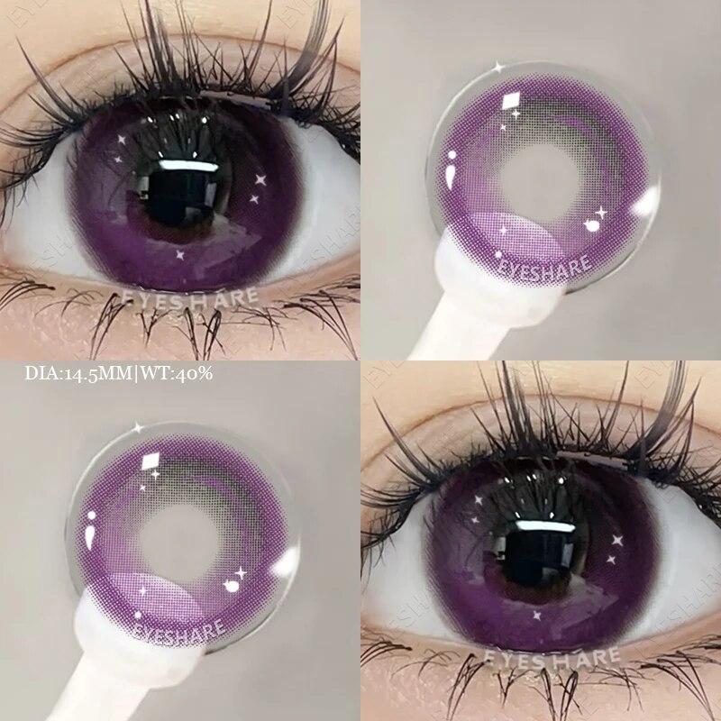 AMARA 1 Paar violette Linsen für Augen, farbige Kontaktlinsen, Anime-farbige Linse, violette Pupillen für Frauen, Y2K-Linsen für natürliche Augen