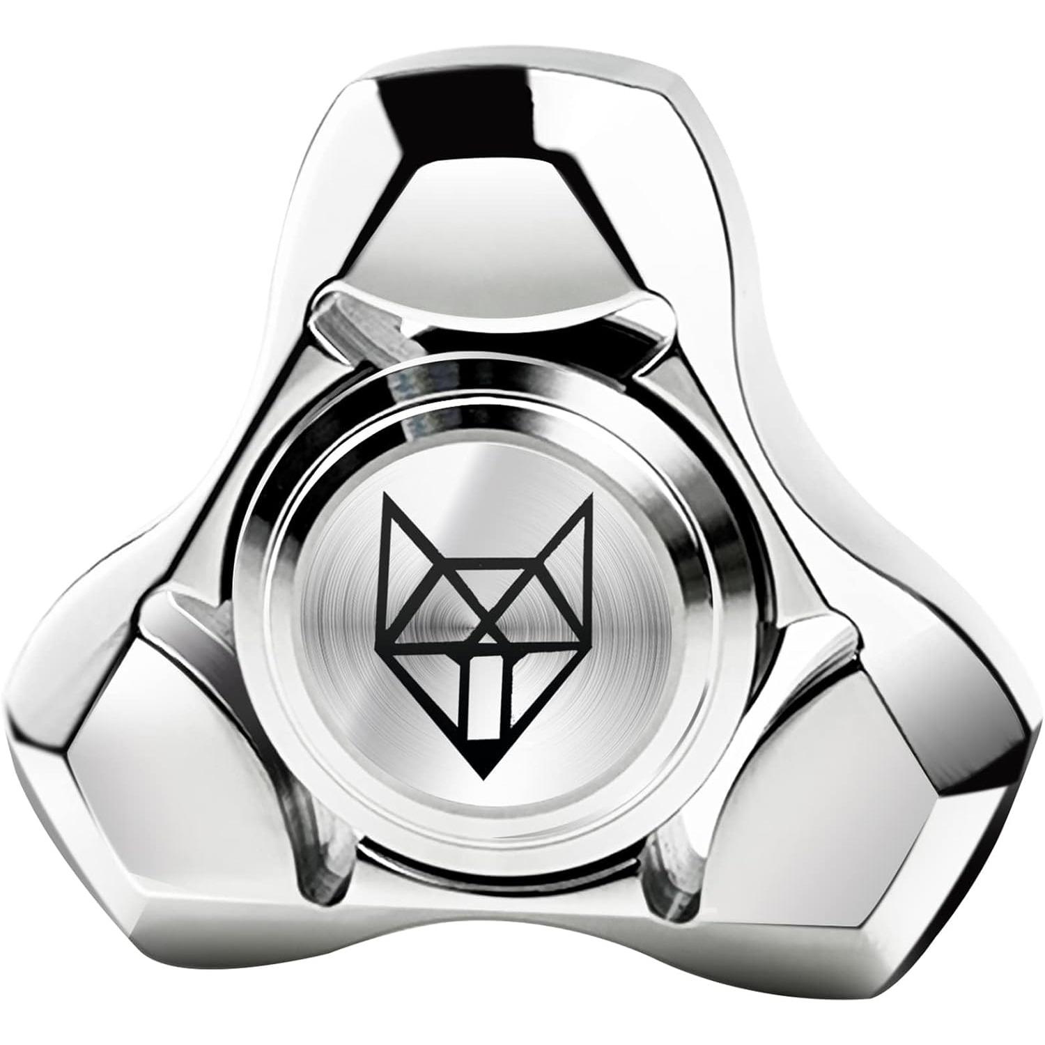 Metall-Fidget-Spinner für Erwachsene, Schweres Drehspielzeug aus Edelstahl, Kleiner Mini-Fuchs-Handkreisel, Lager Premium Long High Spin Fidget Block, Silber 4*4*1cm silber