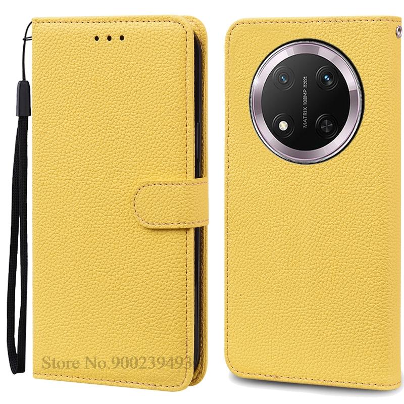 Für Honor Magic 7 Lite Hülle Brieftasche Leder Klapphülle Für Honor Magic7 Lite 5G Hülle Handy Coque Für Honor Magic 7 Lite Hülle Etui Honor Magic 7 Lite gelb