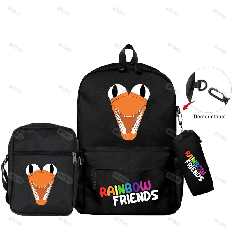 3 Teile/satz Original Regenbogen Freunde Rucksäcke für Junge Grils Student Schul Große Kapazität Spiel Rucksack Schulter Tasche Bleistift Fall