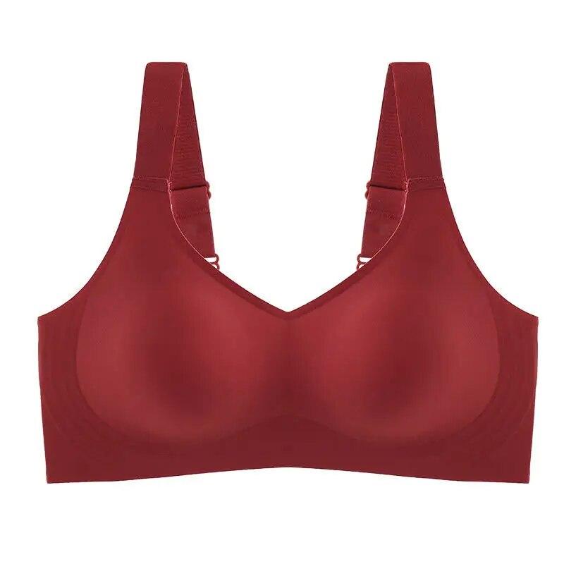 Nahtloser BH, bequeme Dessous, gepolsterte Sportoberteile für Damen, sexy, kabellos, weiche Bralette-Unterstützung, dünne Dessous L rot