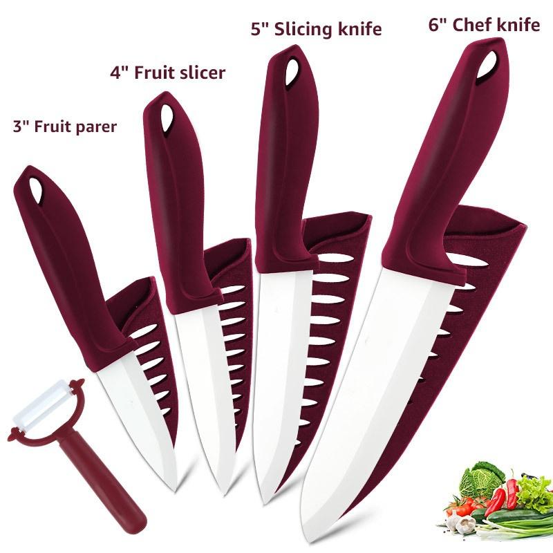 Küchenmesser Keramikmesser 3 4 5 6 Zoll Küchenmesser Werkzeug In Scheiben geschnittenes Obst und Gemüse Kochmesser rot