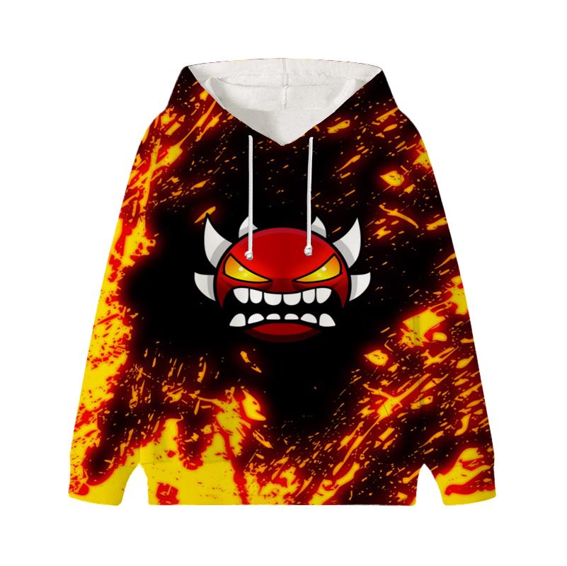 Angry Geometry Dash Hoodie Kinderkleidung Kind Mädchen Jungen Sweatshirt Manga Hoody Baby Casual Pullover Sportbekleidung 100 orange