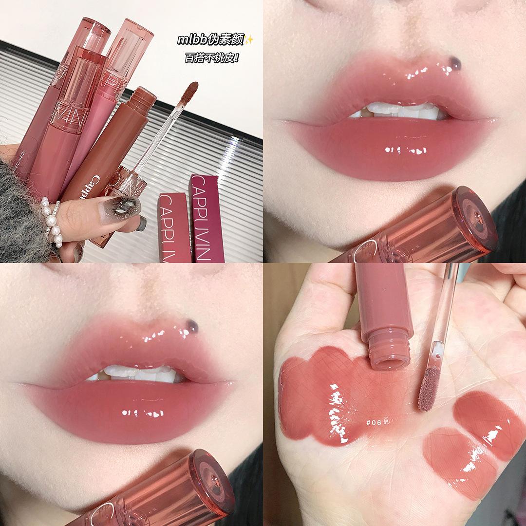 6 Farben Juice Jelly Lipgloss Langanhaltender Feuchtigkeitsspender Lippenstift Spiegelglanz Lippenstift Lippen Make-up Kosmetik
