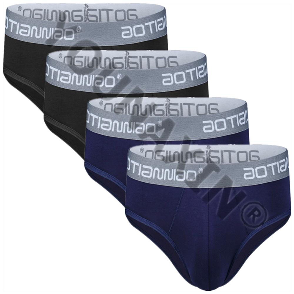4 Stück große Slips für Herren, Unterwäsche, Unterhose, für Herren, große Schlüpfer, Unterhose, Modal-Unterwäsche, L, XL, 2XL, 3XL, 4XL, 5XL 5XL blau/schwarz