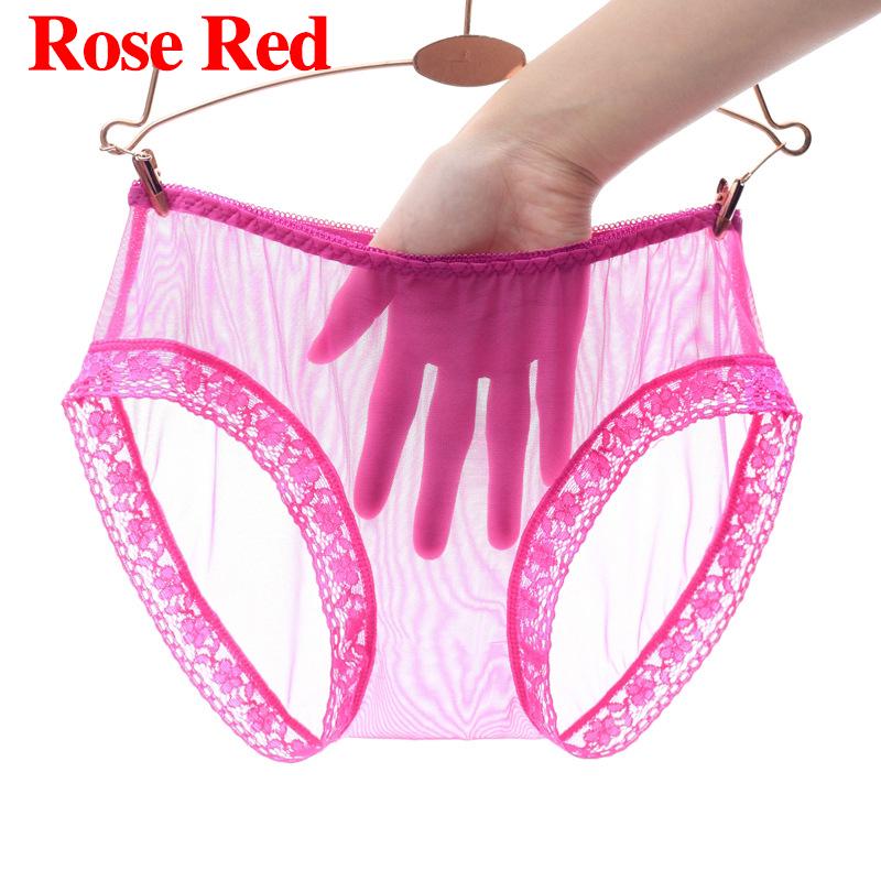 Sexy Damen-Unterwäsche, Netz-Slips, Dessous, durchsichtige Spitzenhöschen, transparente Höschen, Unterwäsche L rose rot