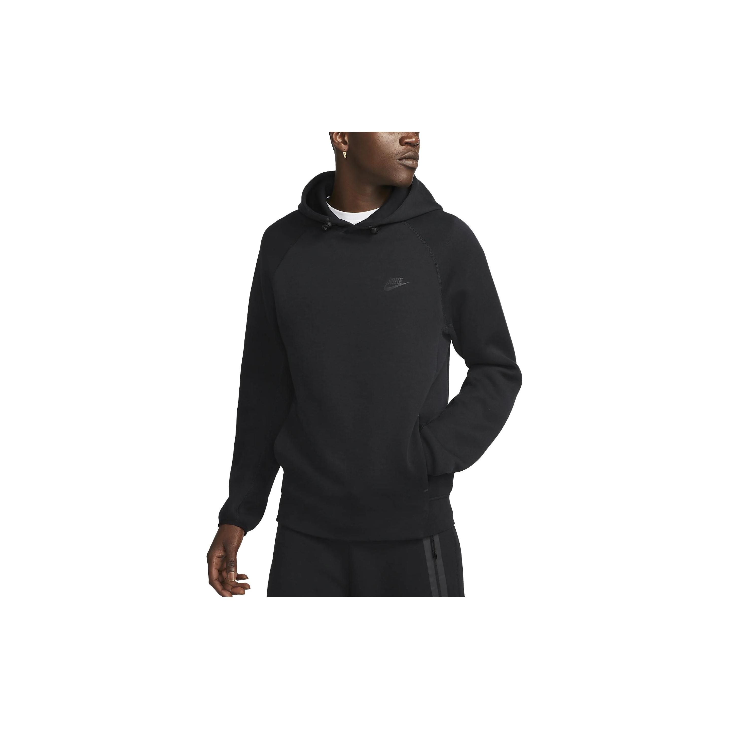 Nike Sportswear Tech Fleece Pullover Hoodie Kordelzug Raglanärmel Warmes Fleece-Sweatshirt Herren Schwarz FB8017-010 L