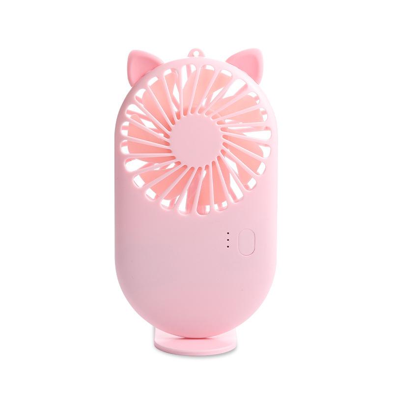 VAORLO Mini-Ventilator, 7 Blätter, Sommerventilator, süßer tragbarer Ventilator, leicht zu tragen, kühle Windgeschwindigkeit rosa