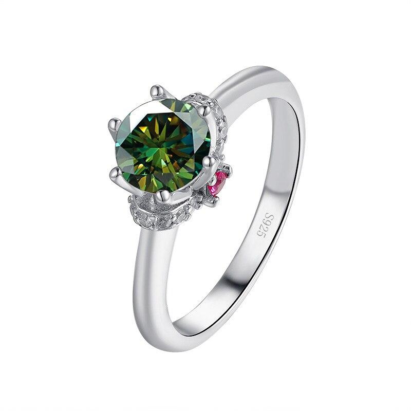 BagueRingen Echt S925 Sterling Silber Ringe frauen 1ct D-COLOR Moissanite Diamant Ring Für Hochzeit Engagement Luxus Schmuck 7 grün
