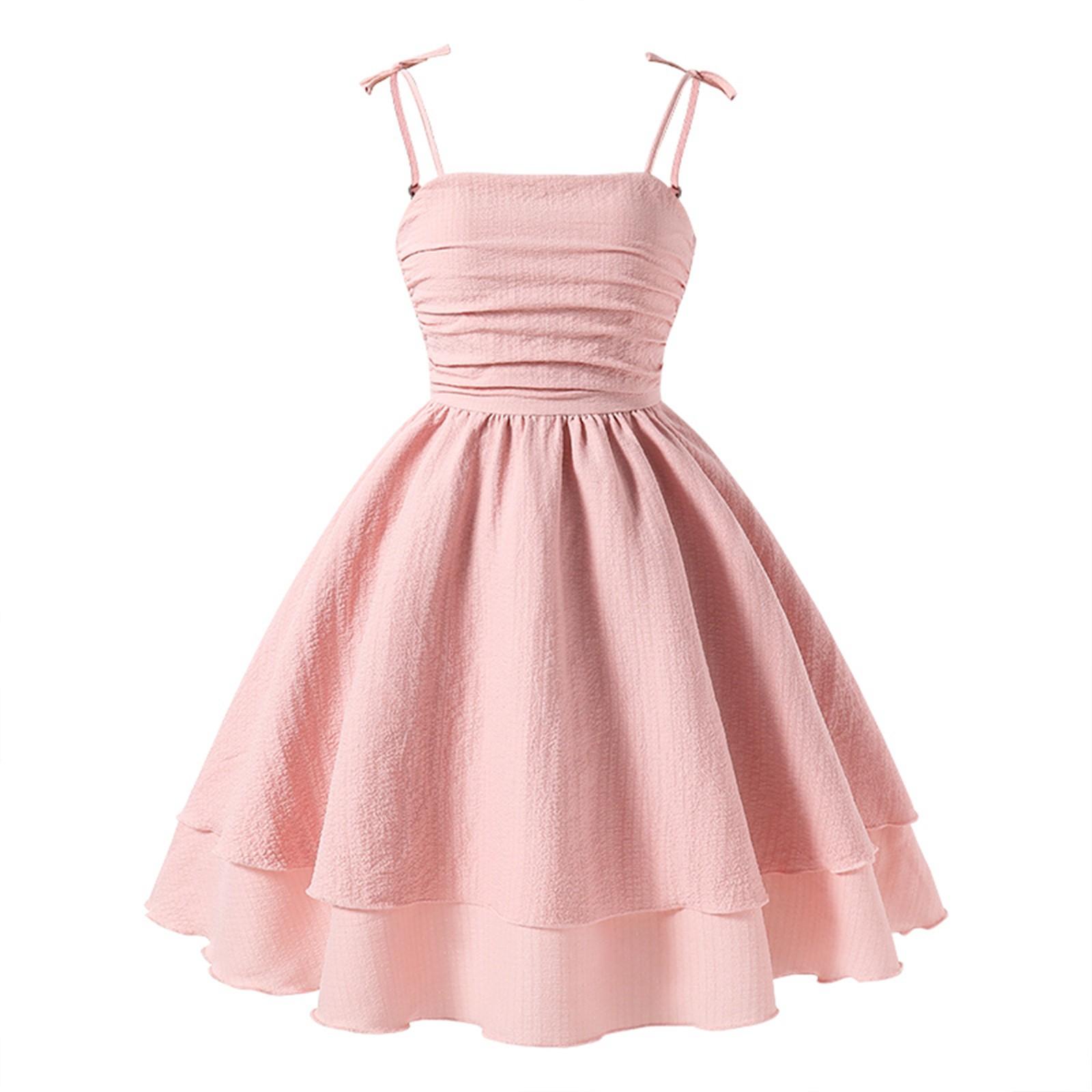 Kinderkleidung im Sommer Cuhk Kind Bogen Sling Prinzessin Mode Kleid 160 rosa