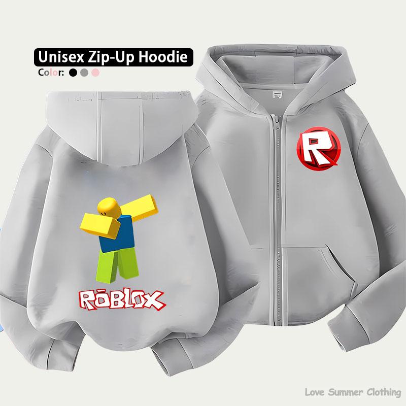 Roblox Kinder Zip-Hoodie für Kinder im Alter von 4-14 Jahren Mehrere Musteroptionen Unisex Leichte Zip-Jacke HD-Druck Leicht zu tragen Sportlicher und lässiger Stil Polyester 120