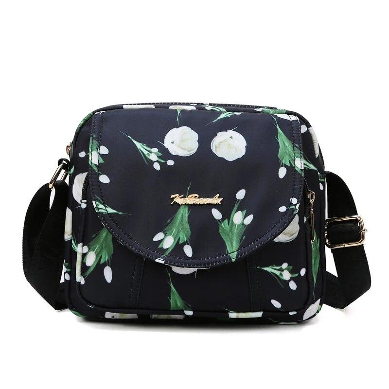 Mode Blume Muster Design Damen Schulter Tasche Multi-tasche Damen Messenger Taschen Mode Hohe Qualität Nylon Frauen Tasche Geldbörse grün
