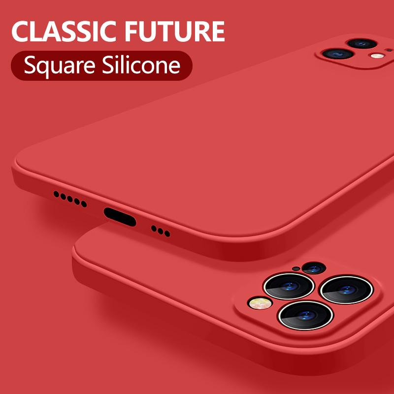 Neue Weiche Flüssigsilikon Handyhülle mit Kameraschutz Stoßfest Für iPhone 16 14 Pro 15 12 Pro MAX 11 Pro SE 2 2020 XR XS 7 8 Plus 16E Air 17 iPhone 17 Pro Max rot